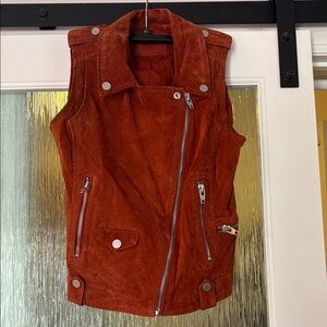 Blank NYC Rust Suede Sleeveless Moto Jacket